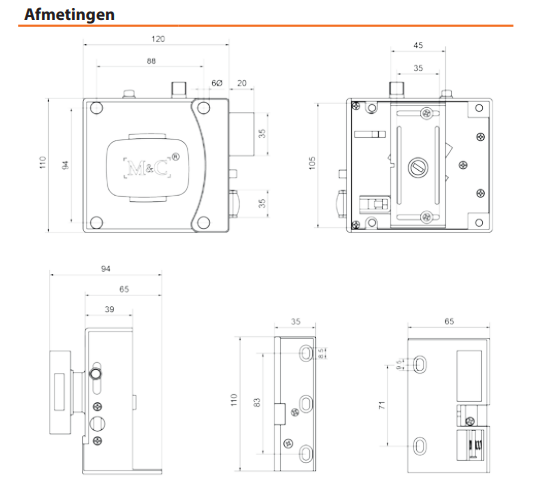 Maatvoering oplegslot