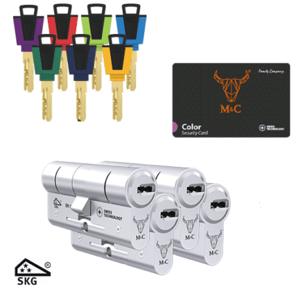 4 Gelijksluitende cilinders M&C Color plus